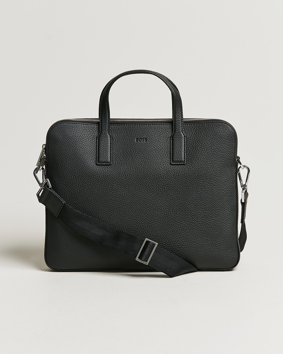 Herre | Tasker | BOSS BLACK | Crosstown Slim Computer Leather Bag Black