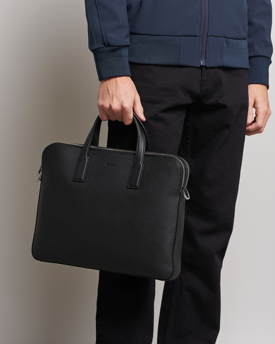 Herre | Tasker | BOSS BLACK | Crosstown Slim Computer Leather Bag Black