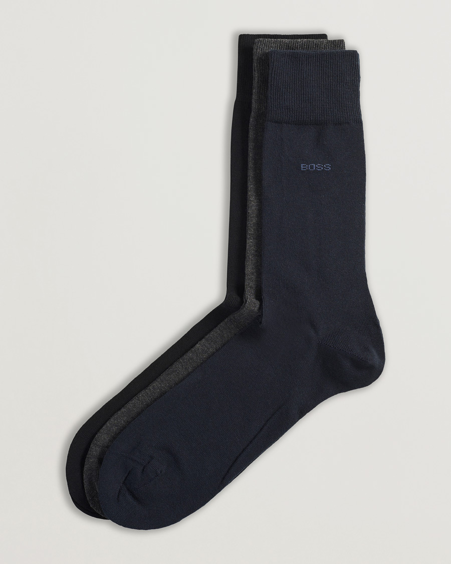 Herre | Undertøj | BOSS BLACK | 3-Pack RS Uni Socks Navy/Black/Grey
