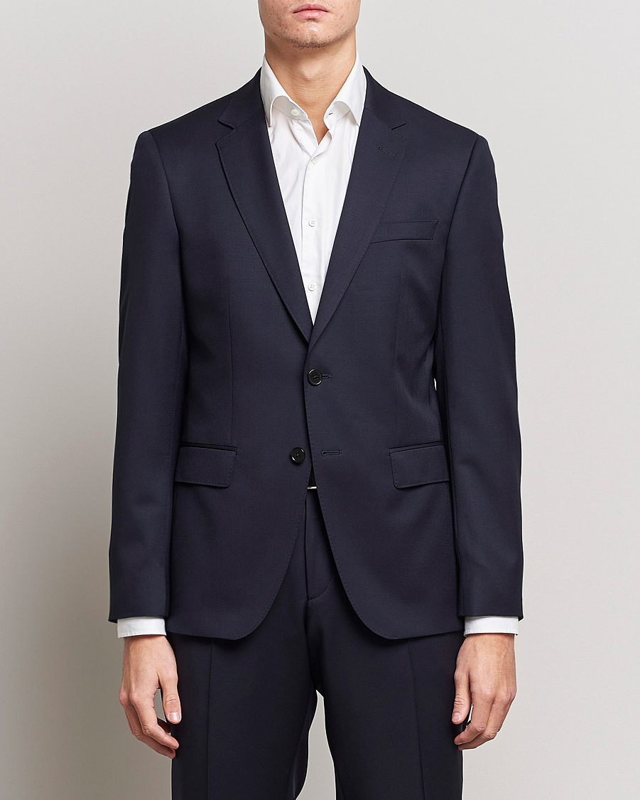 Herre | Habitjakker | BOSS BLACK | Huge Slim Fit Wool Blazer Dark Blue