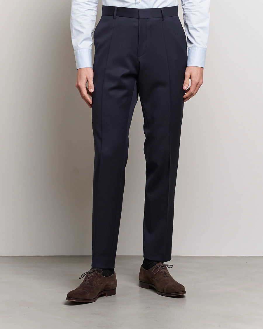 Herre | Mørkt tøj | BOSS BLACK | Genius Slim Fit Wool Trousers Dark Blue