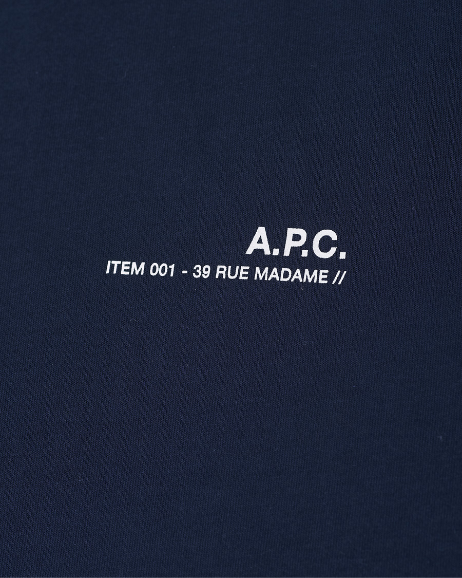 Herre | T-Shirts | A.P.C. | Item Short Sleeve Tee Navy