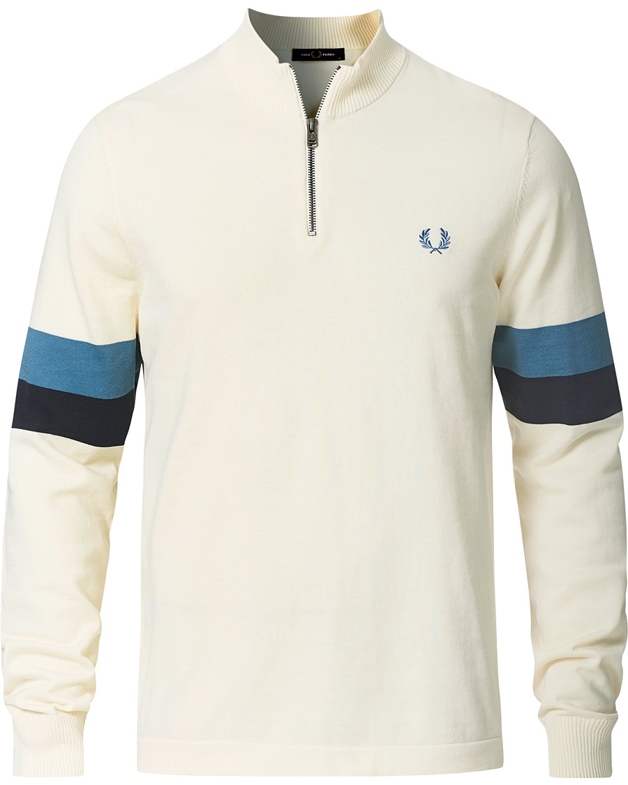 Herre | Trøjer | Fred Perry | Funnel Neck Knitted Zip Jumper Ecru
