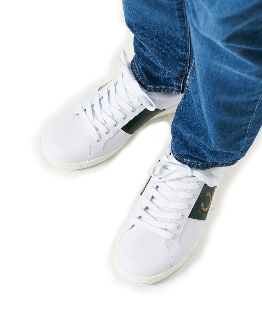 Herre | Fred Perry B721 Leather Branded Sneaker White | Fred Perry | B721 Leather Branded Sneaker White