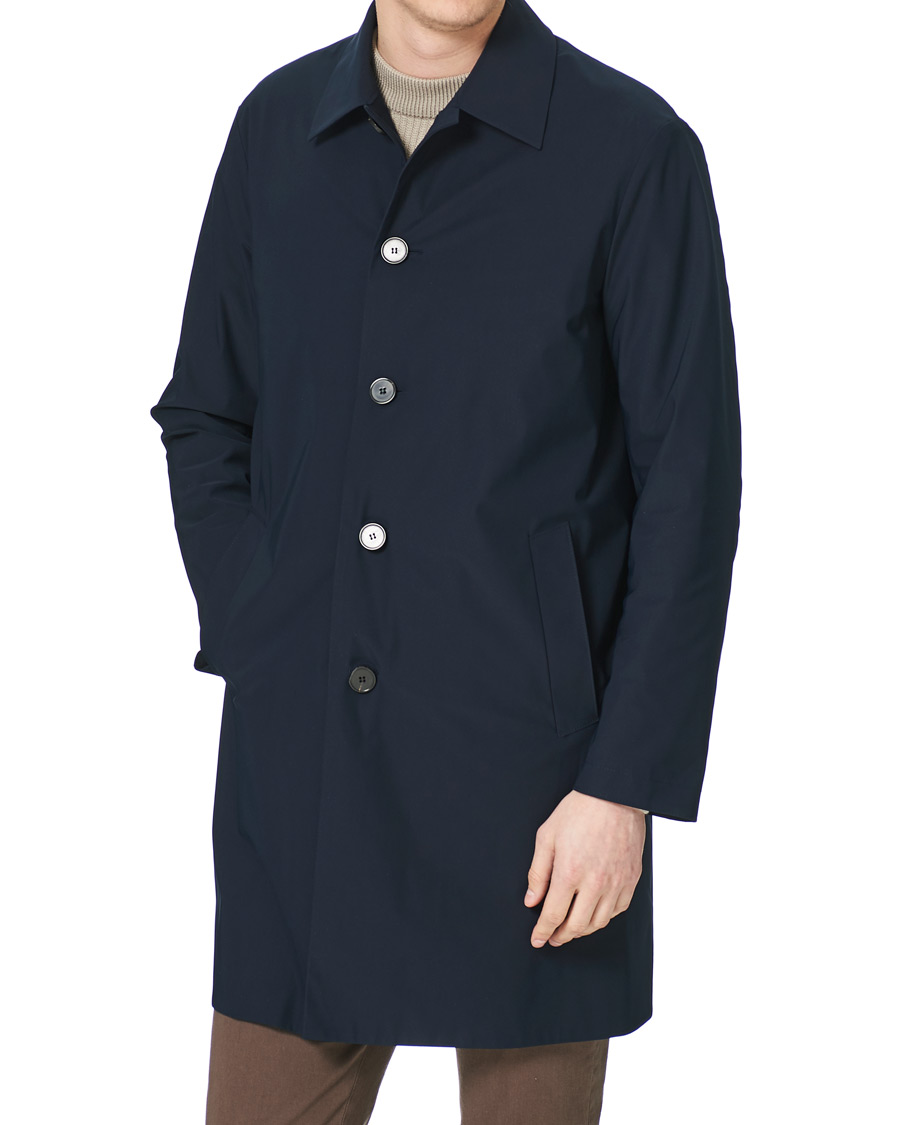 Herre | Jakker | Harris Wharf London | Light Technic Mac Coat Dark Blue