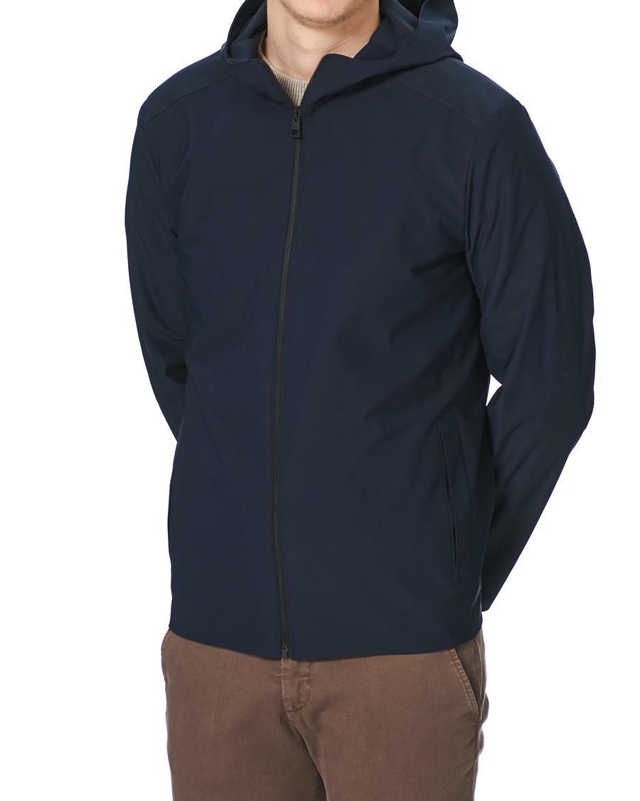 Herre | Jakker | Harris Wharf London | Light Technic Hooded Jacket Dark Blue