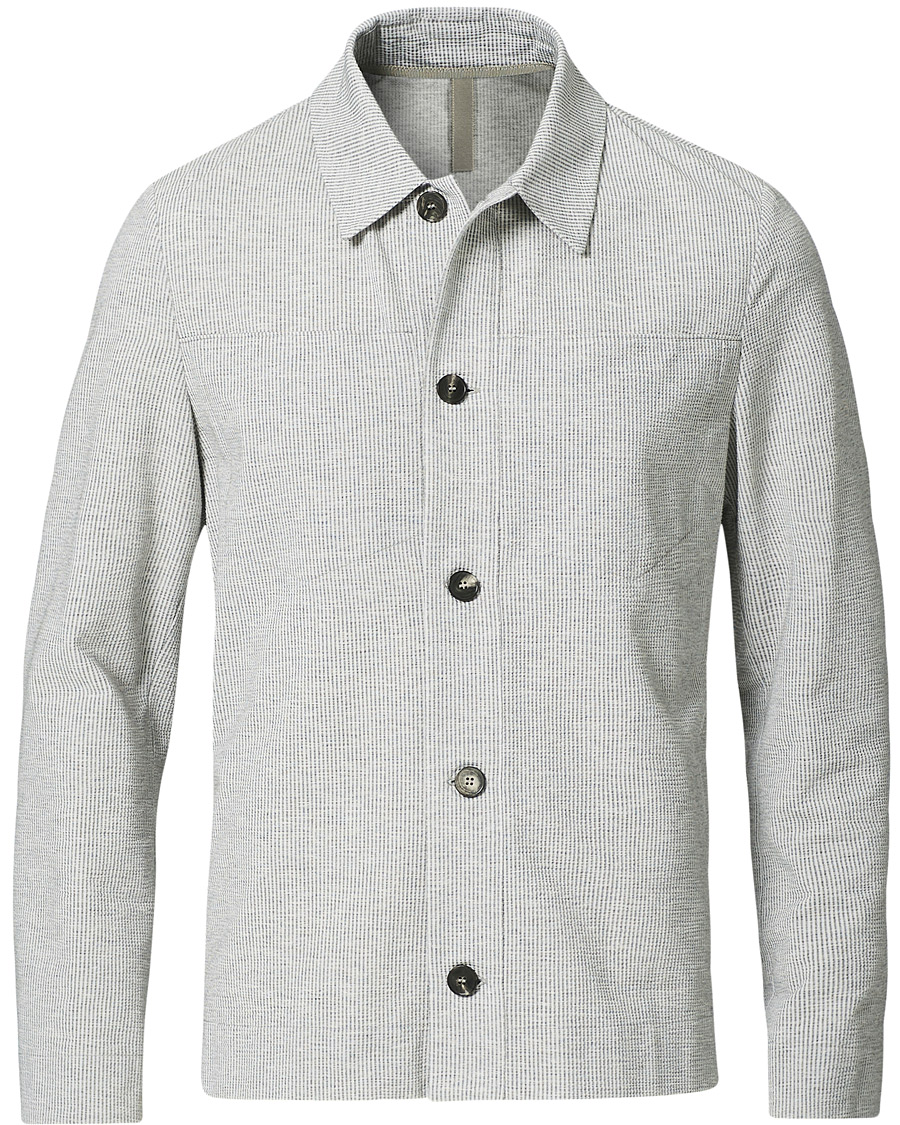 Herre | Skjorter | Harris Wharf London | Cool Max Seersucker Overshirt Light Grey