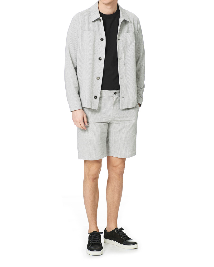 Herre | Skjorter | Harris Wharf London | Cool Max Seersucker Overshirt Light Grey
