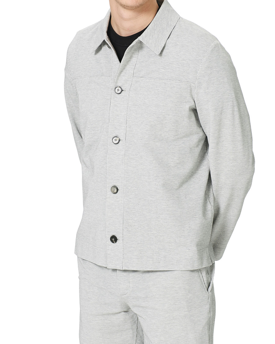 Herre | Skjorter | Harris Wharf London | Cool Max Seersucker Overshirt Light Grey