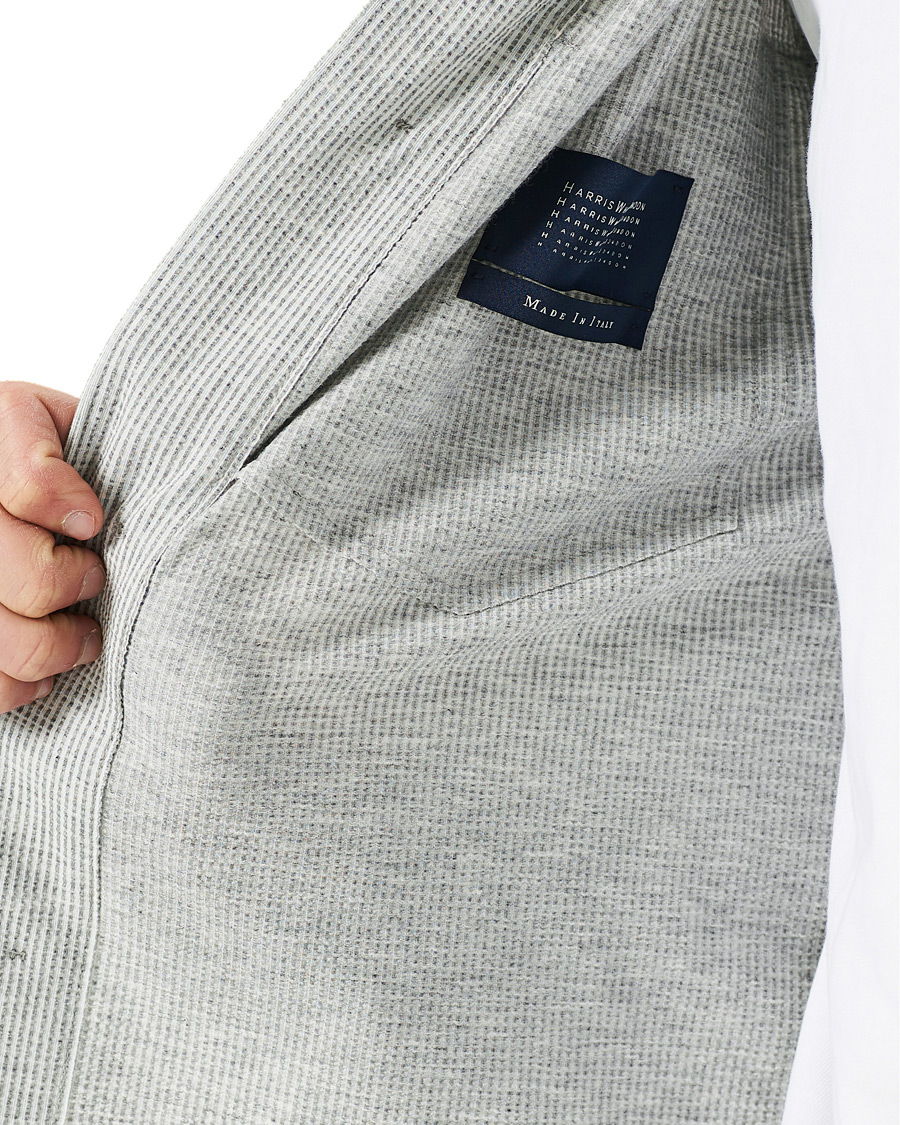 Herre | Skjorter | Harris Wharf London | Cool Max Seersucker Overshirt Light Grey