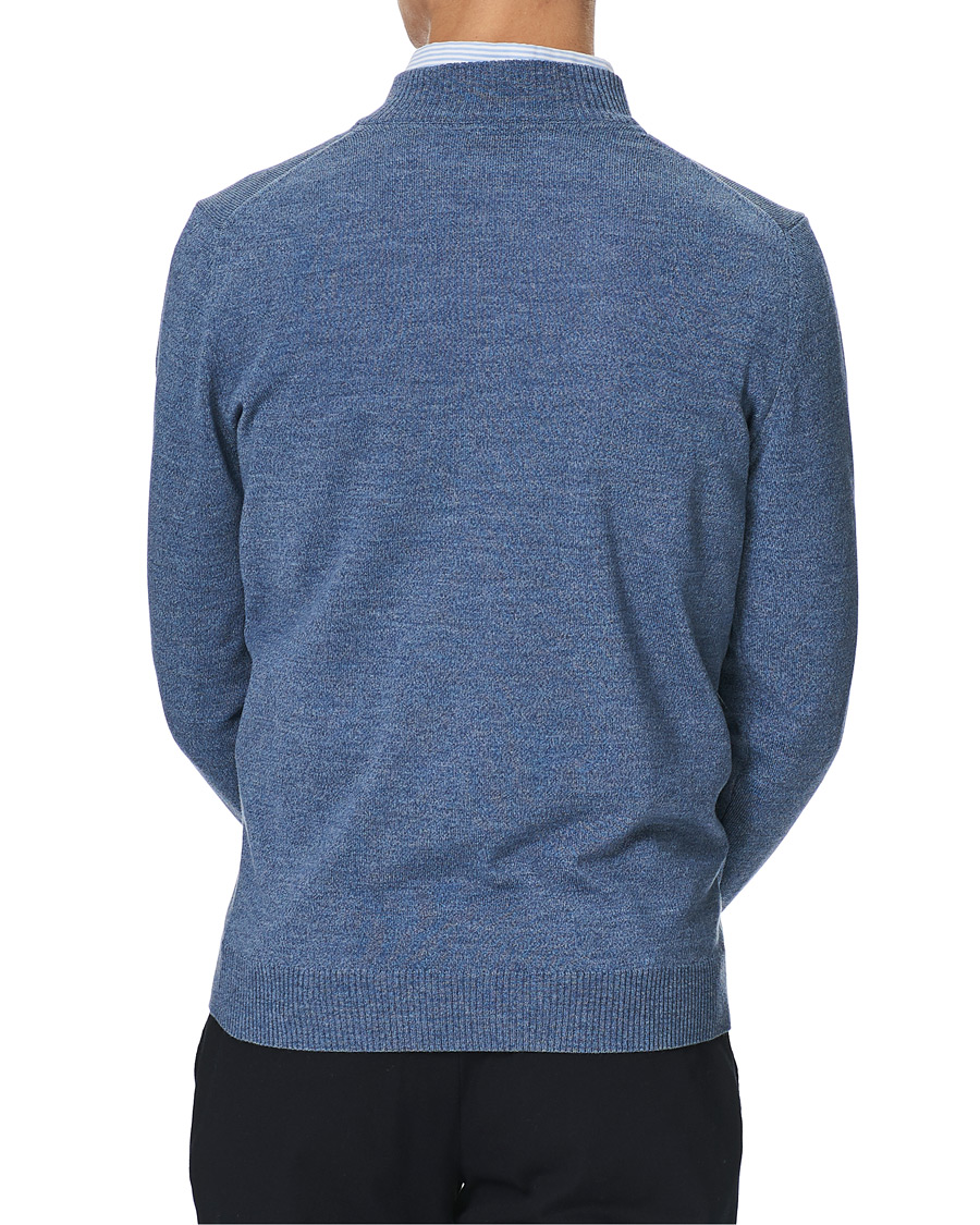 Herre | Trøjer | Stenströms | Merino Half Zip Blue Mouliné