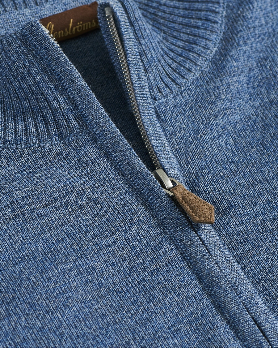 Herre | Trøjer | Stenströms | Merino Half Zip Blue Mouliné