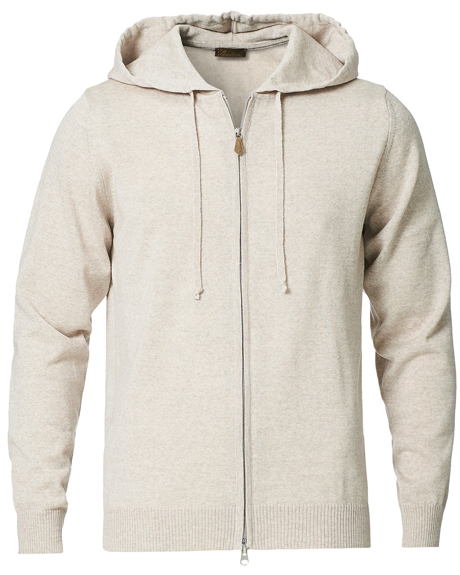 Herre | Trøjer | Stenströms | Merino Full Zip Hoodie Beige