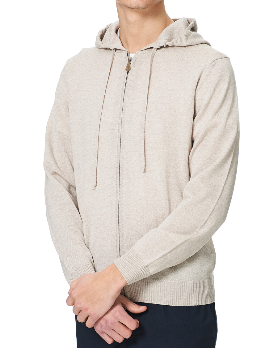 Herre | Trøjer | Stenströms | Merino Full Zip Hoodie Beige