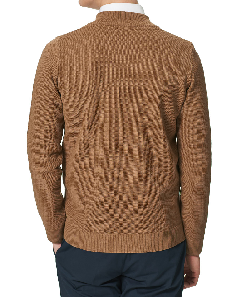 Herre | Trøjer | Stenströms | Textured Merino Half Zip Brown