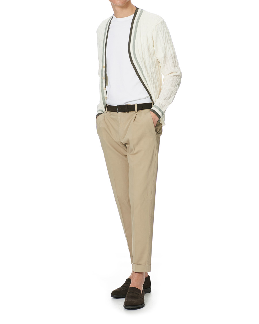 Herre | Trøjer | Stenströms | Contrast Merino Cable Cardigan White
