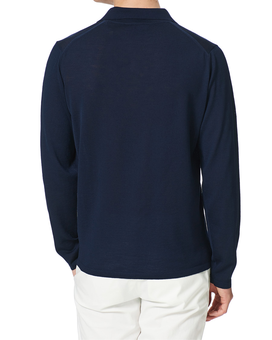 Herre | Trøjer | Stenströms | Fine Merino Long Sleeve Polo Navy