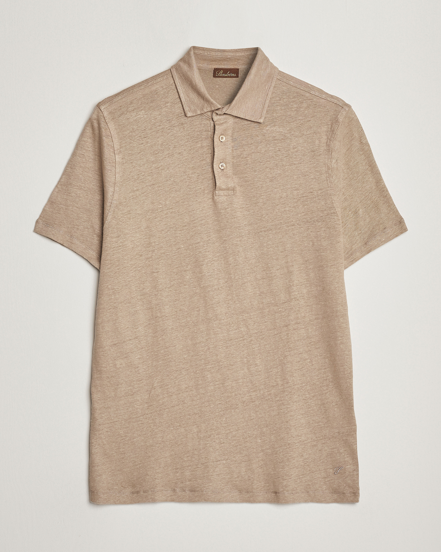 Herre | Polotrøjer | Stenströms | Linen Polo Shirt Beige