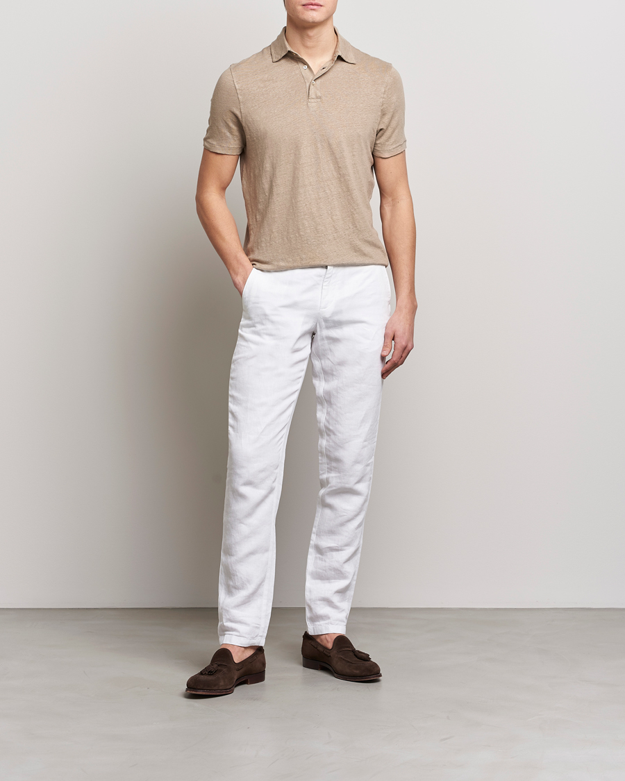 Herre | Polotrøjer | Stenströms | Linen Polo Shirt Beige