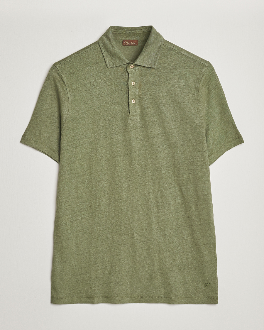 Herre | Polotrøjer | Stenströms | Linen Polo Shirt Olive