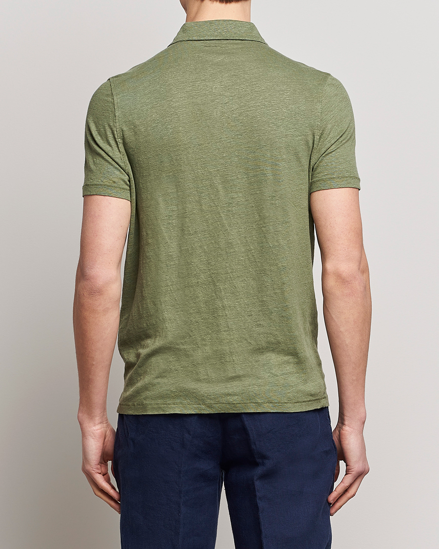 Herre | Polotrøjer | Stenströms | Linen Polo Shirt Olive