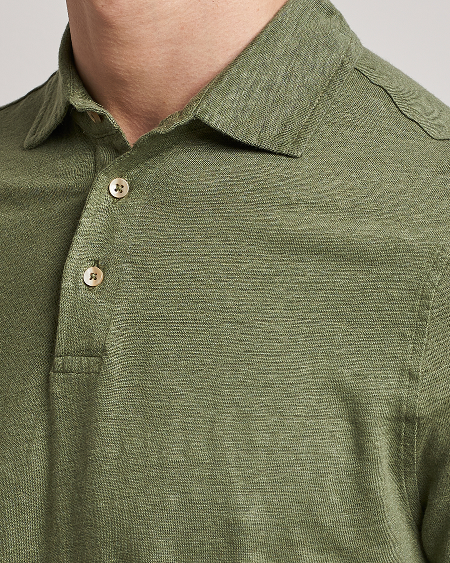 Herre | Polotrøjer | Stenströms | Linen Polo Shirt Olive
