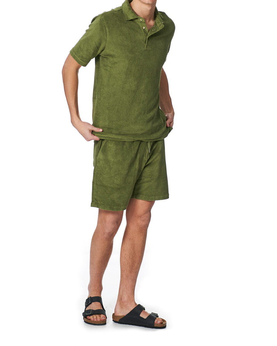 Herre | Polotrøjer | Stenströms | Towelling Cotton Poloshirt Green