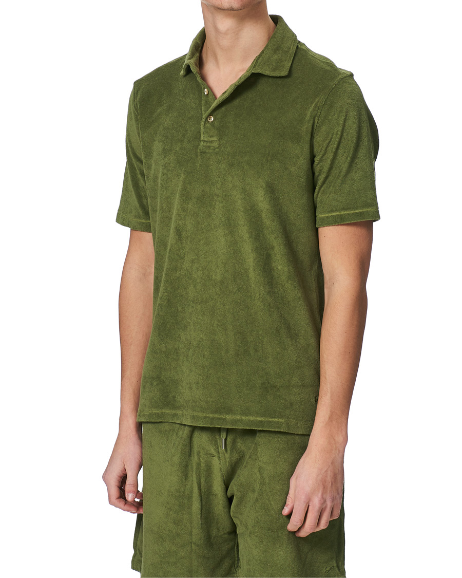 Herre | Polotrøjer | Stenströms | Towelling Cotton Poloshirt Green