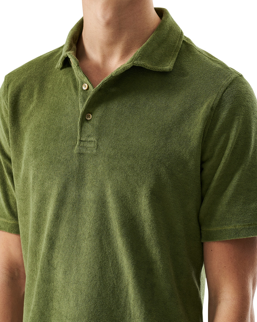 Herre | Polotrøjer | Stenströms | Towelling Cotton Poloshirt Green