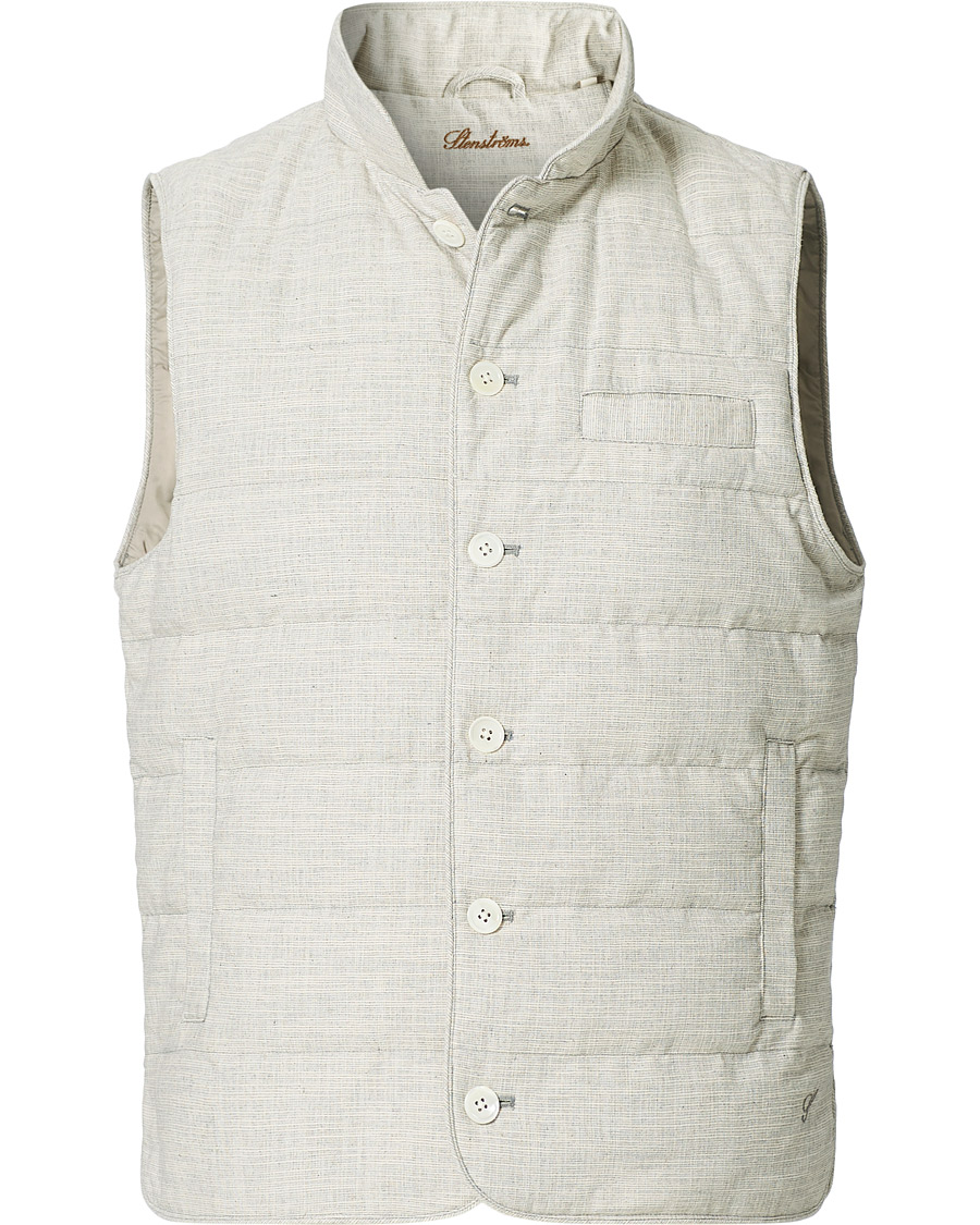 Herre | Jakker | Stenströms | Quilted Cotton Linen Vest Grey