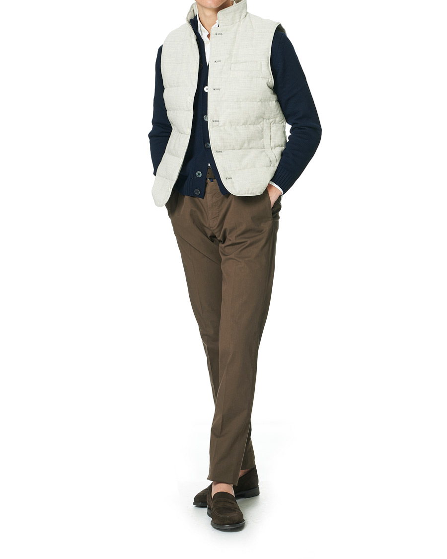 Herre | Jakker | Stenströms | Quilted Cotton Linen Vest Grey
