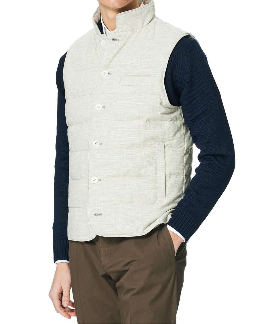 Herre | Jakker | Stenströms | Quilted Cotton Linen Vest Grey