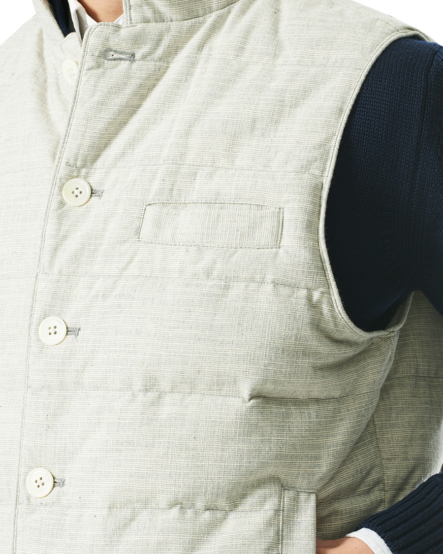 Herre | Jakker | Stenströms | Quilted Cotton Linen Vest Grey