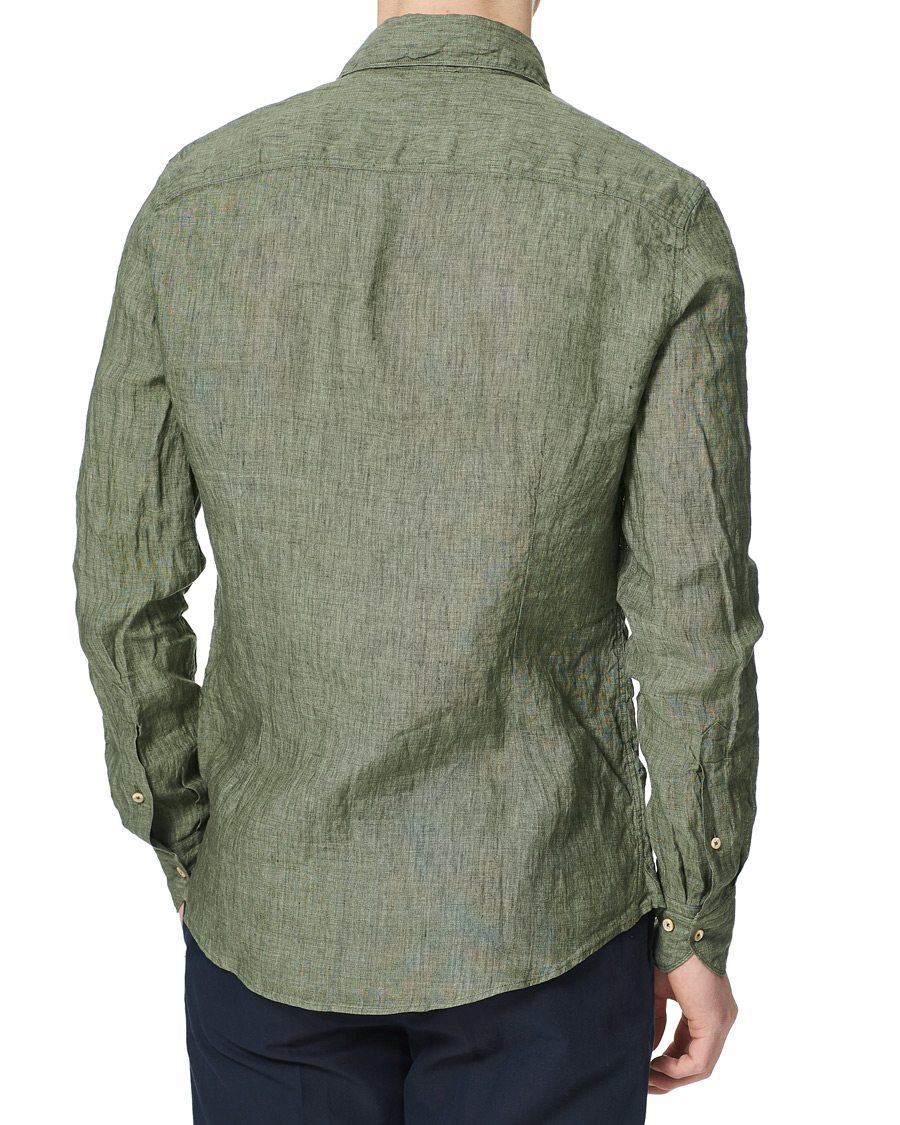 Herre | Skjorter | Stenströms | Slimline Cut Away Linen Shirt Olive