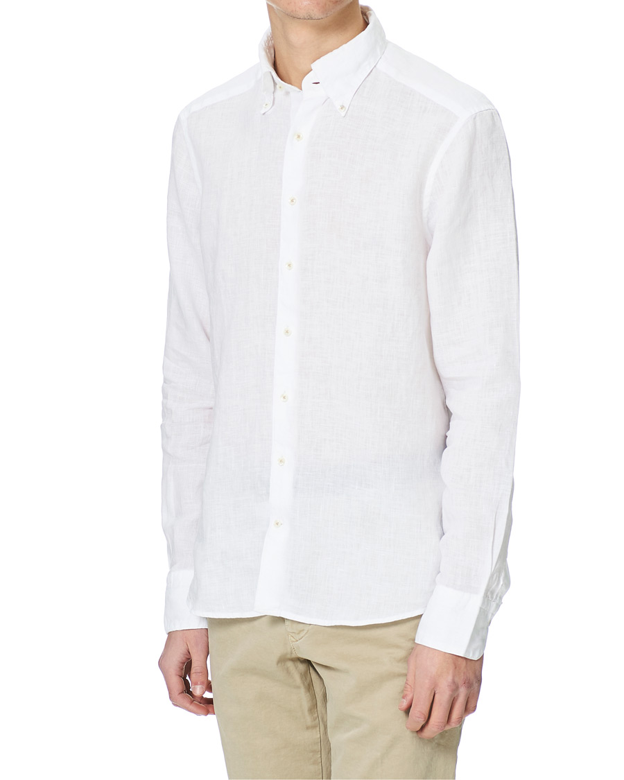 Herre | Skjorter | Stenströms | Slimline Button Down Linen Shirt White