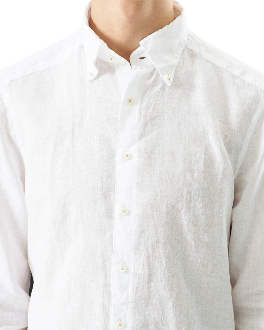 Herre | Skjorter | Stenströms | Slimline Button Down Linen Shirt White
