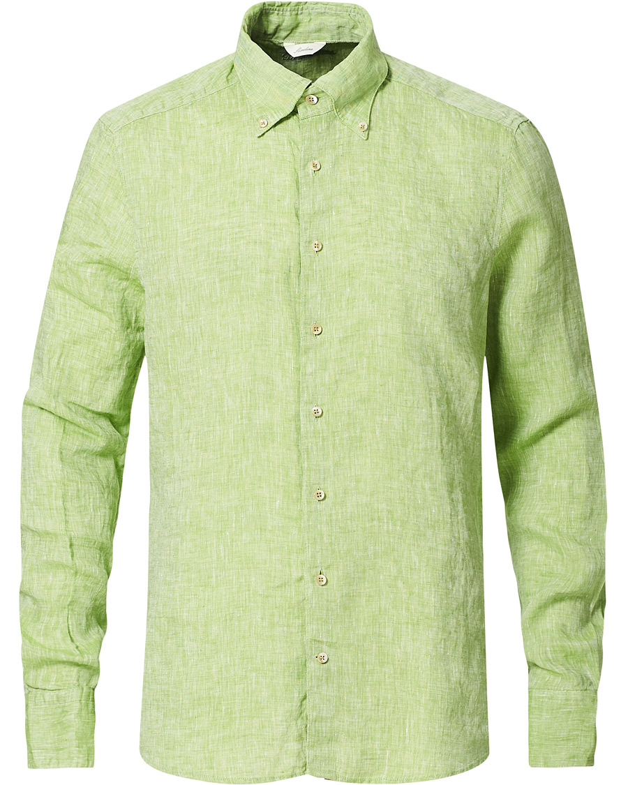 Herre | Skjorter | Stenströms | Slimline Button Down Linen Shirt Pistachio