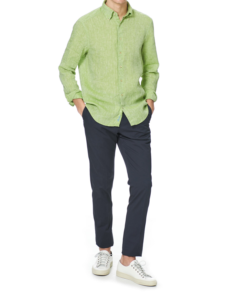 Herre | Skjorter | Stenströms | Slimline Button Down Linen Shirt Pistachio