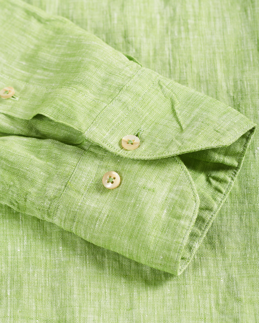 Herre | Skjorter | Stenströms | Slimline Button Down Linen Shirt Pistachio