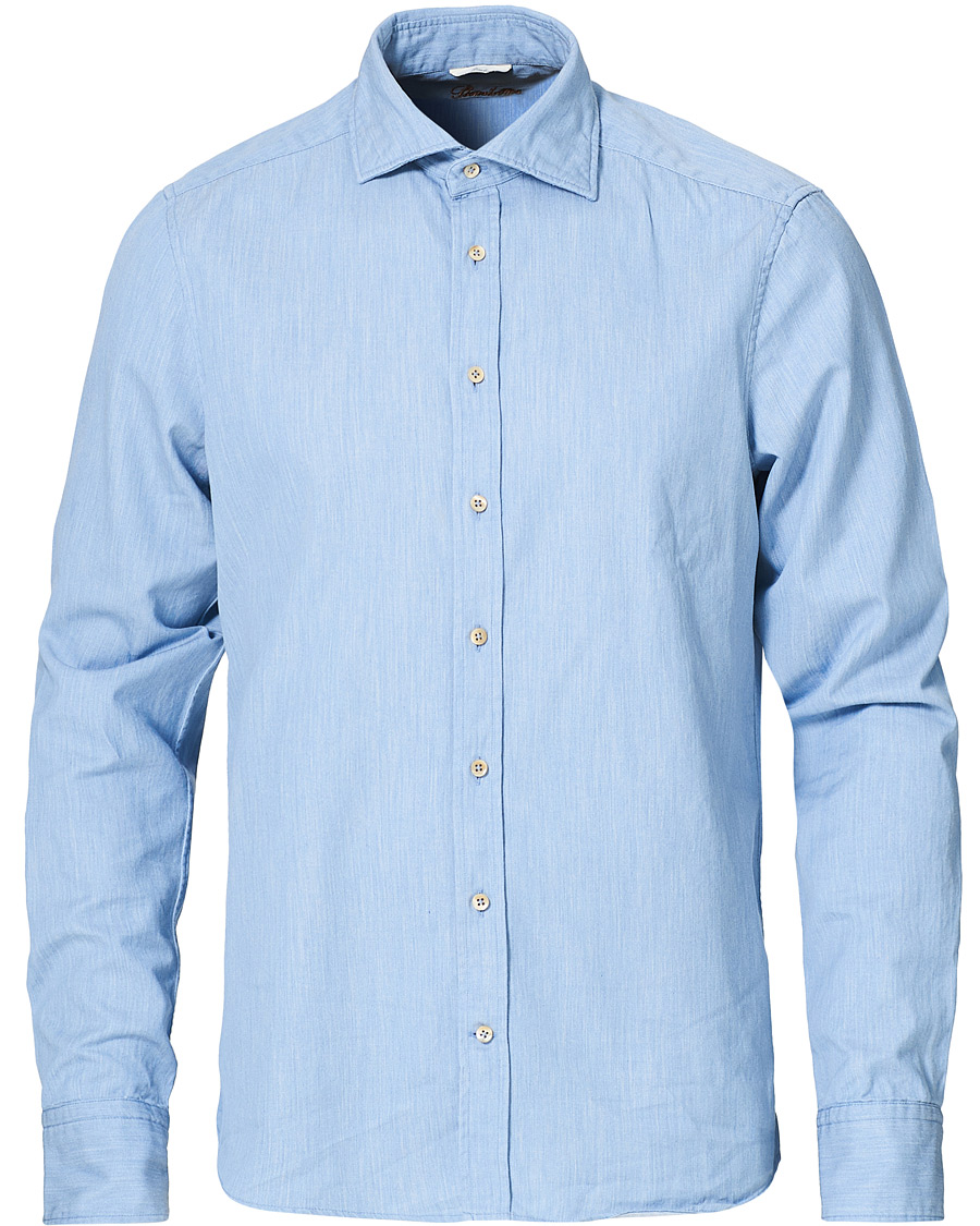 Herre | Skjorter | Stenströms | Slimline Cut Away Chambray Shirt Light Indigo