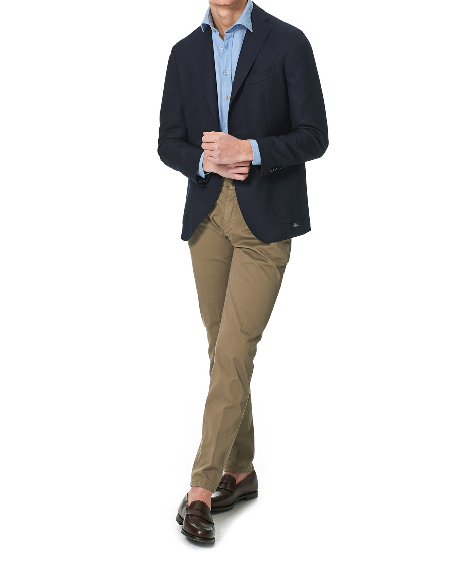 Herre | Skjorter | Stenströms | Slimline Cut Away Chambray Shirt Light Indigo