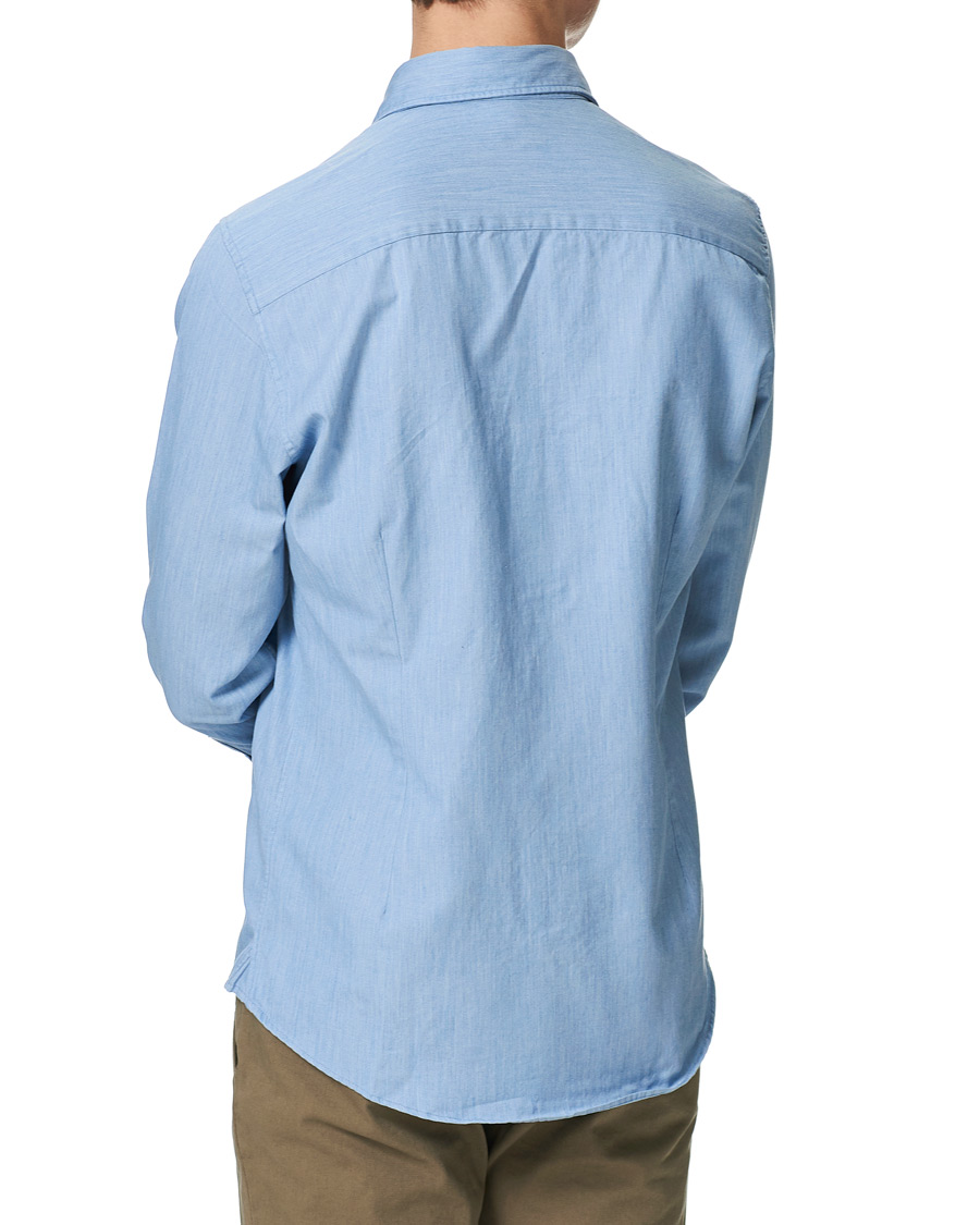 Herre | Skjorter | Stenströms | Slimline Cut Away Chambray Shirt Light Indigo