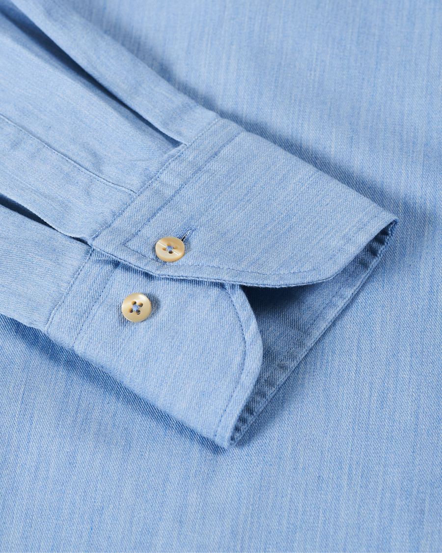 Herre | Skjorter | Stenströms | Slimline Cut Away Chambray Shirt Light Indigo