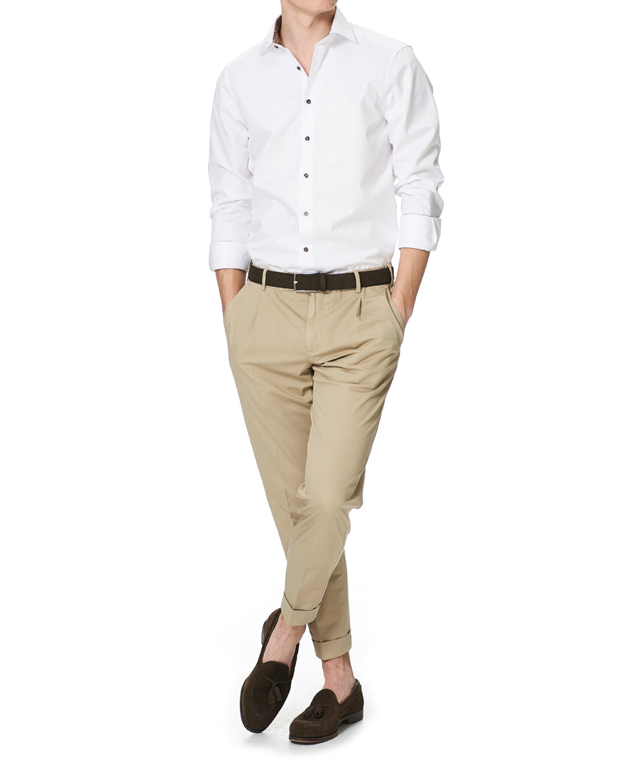 Herre | Skjorter | Stenströms | Slimline Paisley Contrast Shirt White
