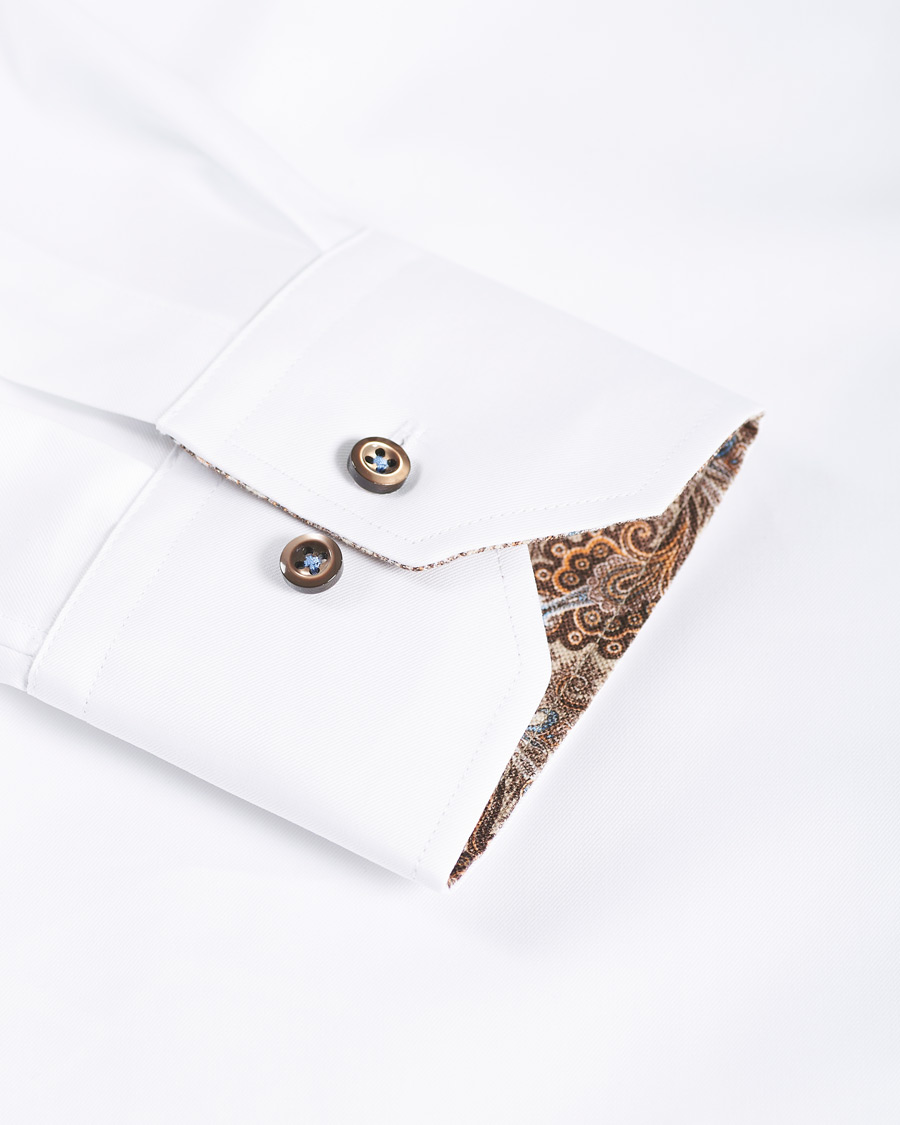 Herre | Skjorter | Stenströms | Slimline Paisley Contrast Shirt White