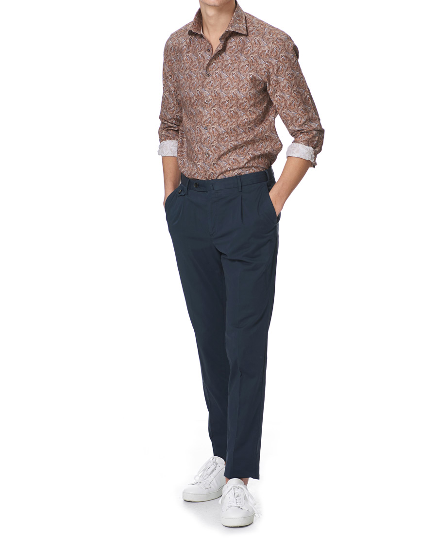 Herre | Skjorter | Stenströms | Slimline Paisley Print Cut Away Shirt Brown