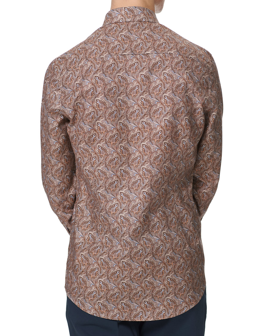 Herre | Skjorter | Stenströms | Slimline Paisley Print Cut Away Shirt Brown