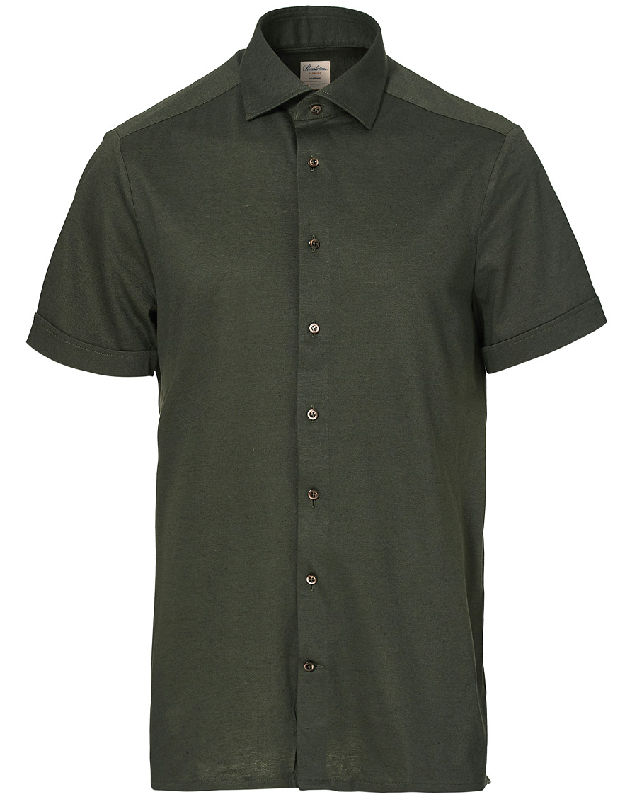 Herre | Skjorter | Stenströms | Cotton/Linen Short Sleeve Shirt Green