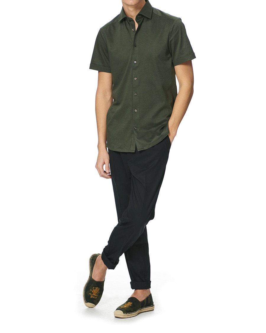 Herre | Skjorter | Stenströms | Cotton/Linen Short Sleeve Shirt Green