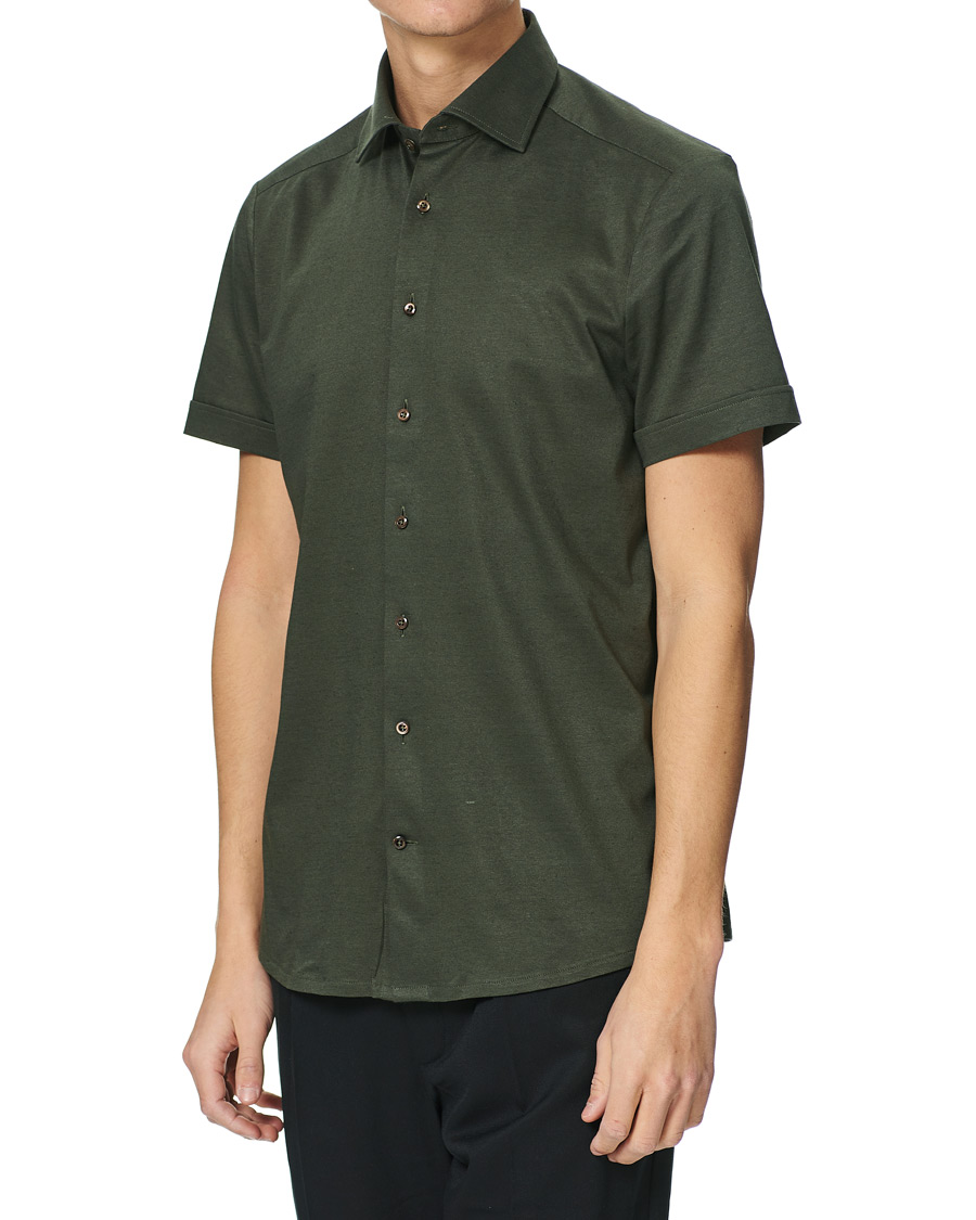 Herre | Skjorter | Stenströms | Cotton/Linen Short Sleeve Shirt Green